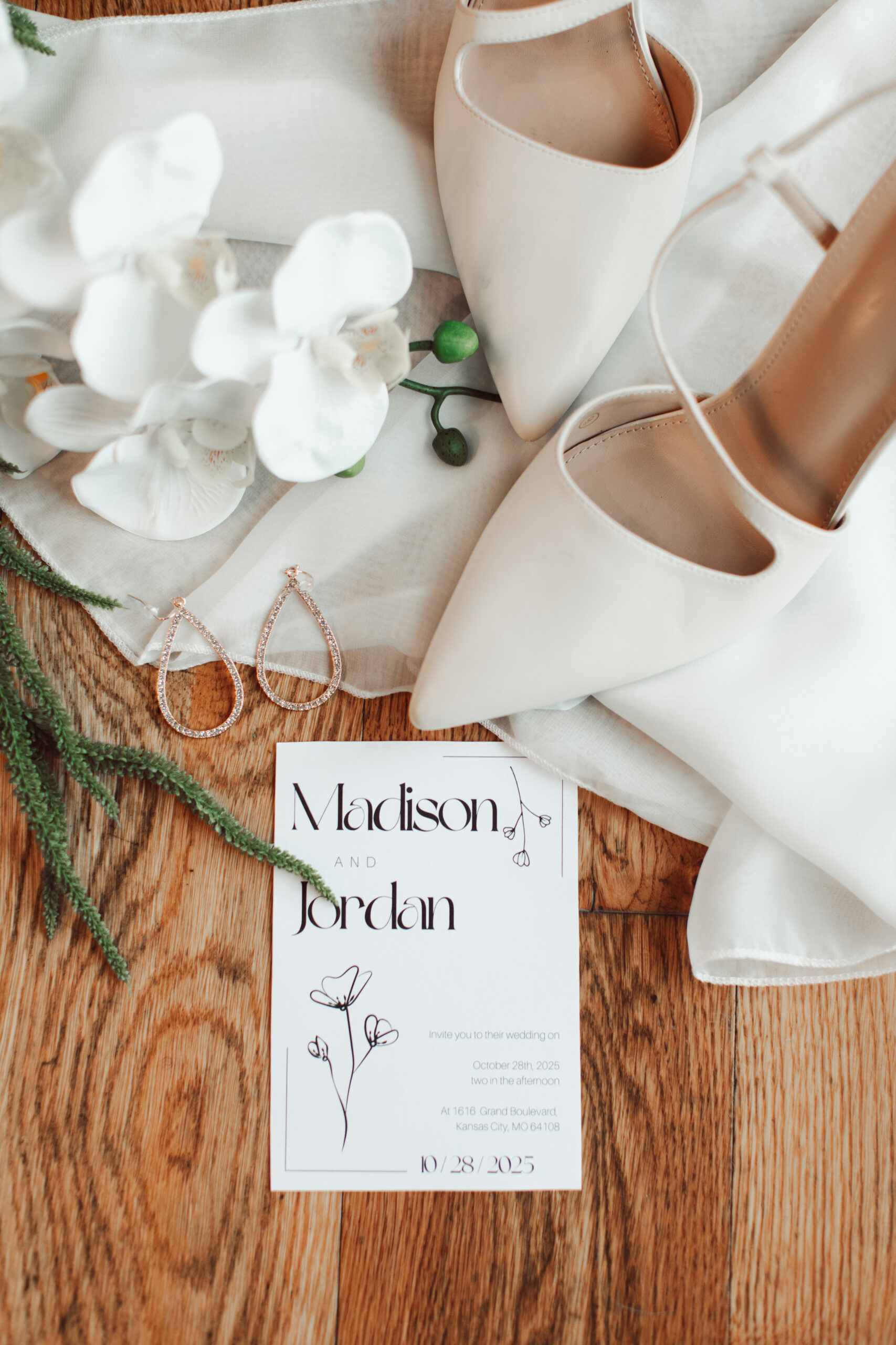 Flat lay for wedding details