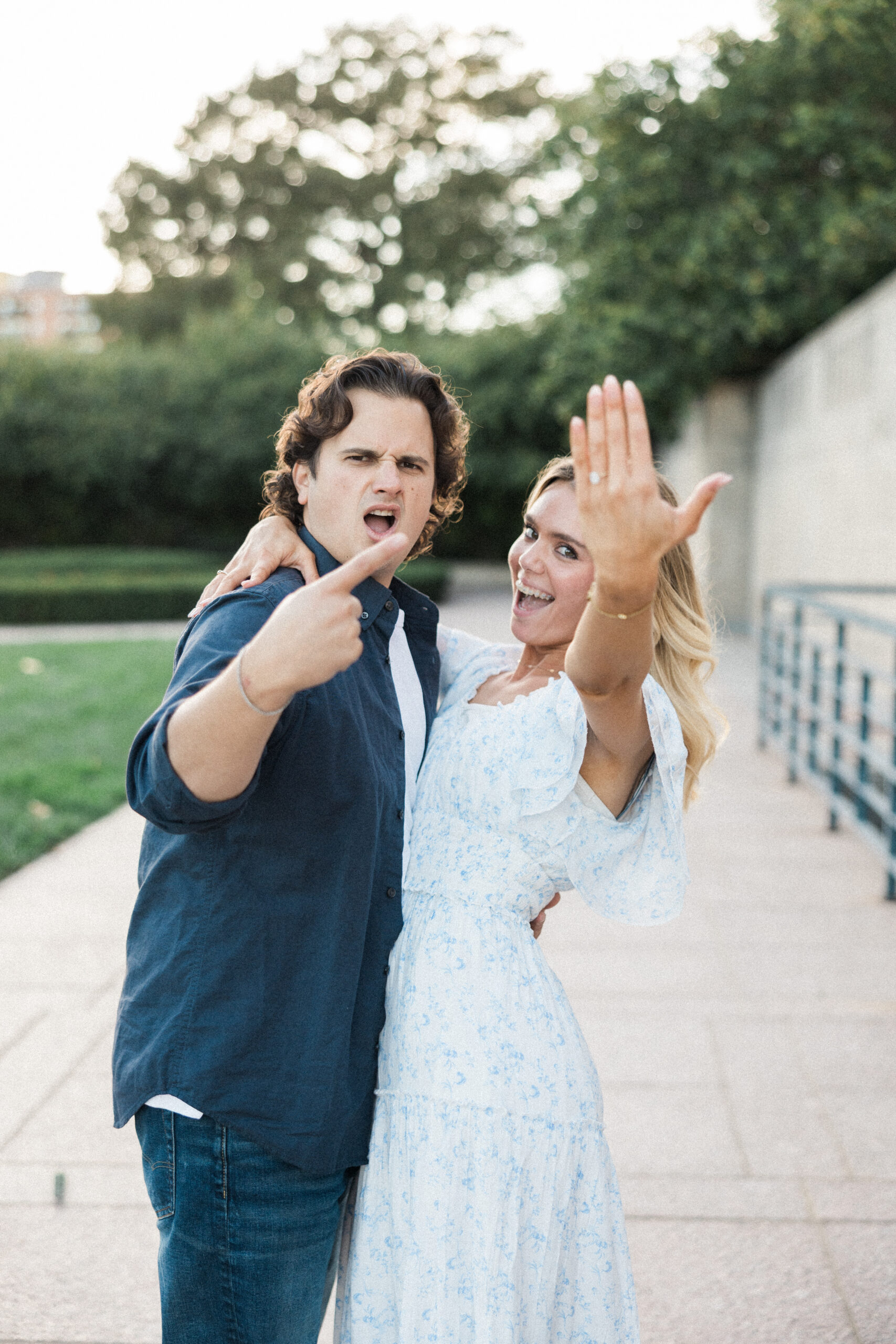 Bride and groom at park in kansas city.